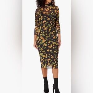 Steve Madden Black Floral Midi Dress